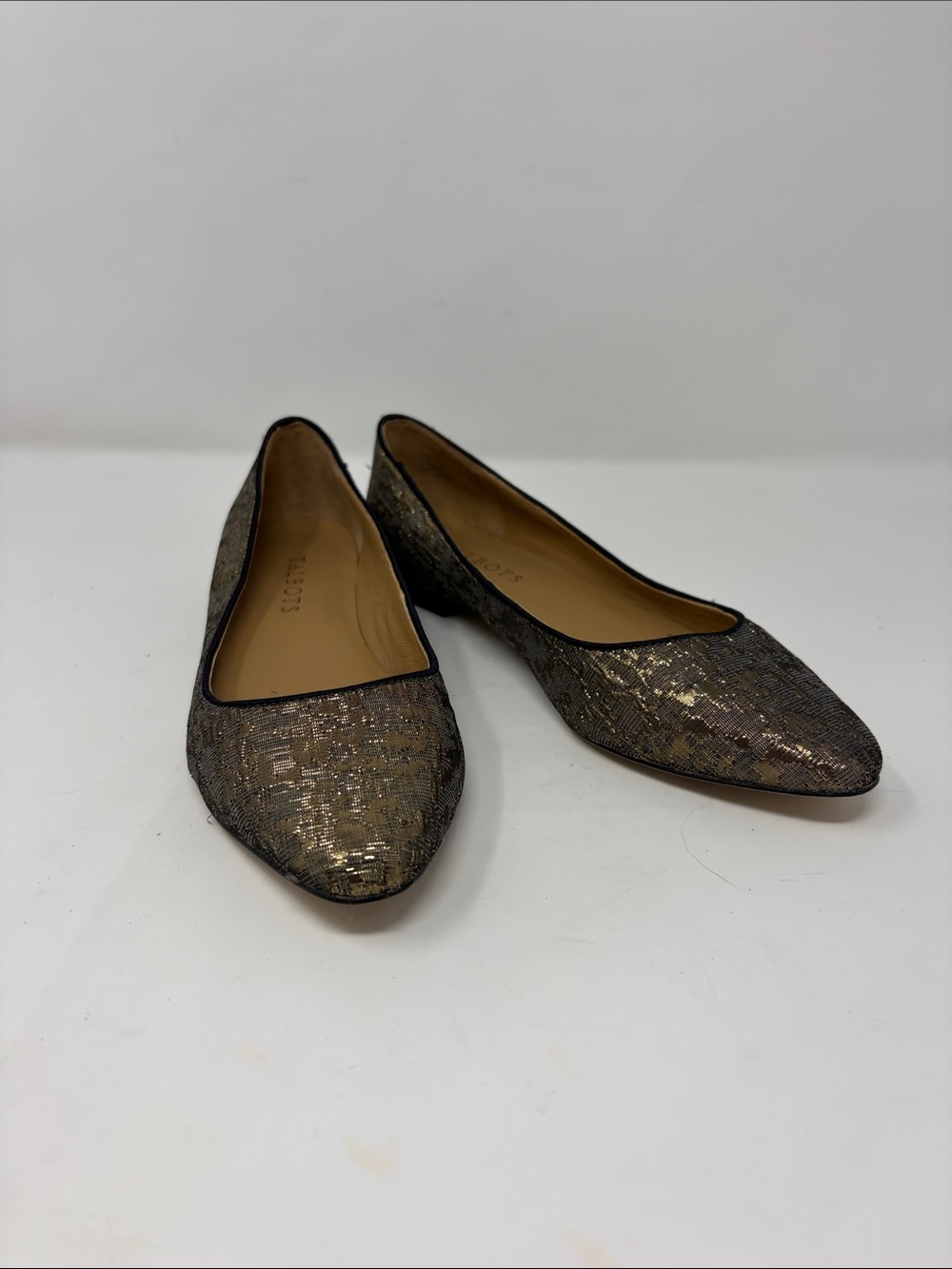 Talbots Gold & Black Metallic Pointed Toe Ballet Flats Size 6
